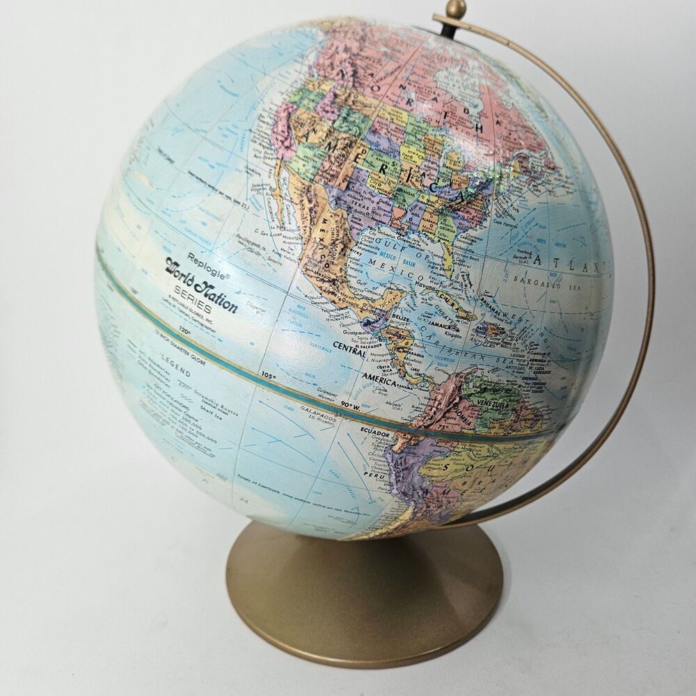 Vtg REPLOGLE World Nation Series Raised Relief Topographical 12" Globe USSR